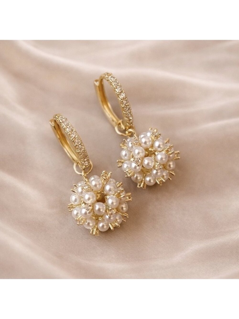 Anthropologie Gold Pearl Drop Earrings